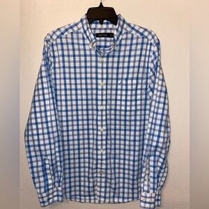 Nautica Blue Checkered Button-Up Shirt Size Medium